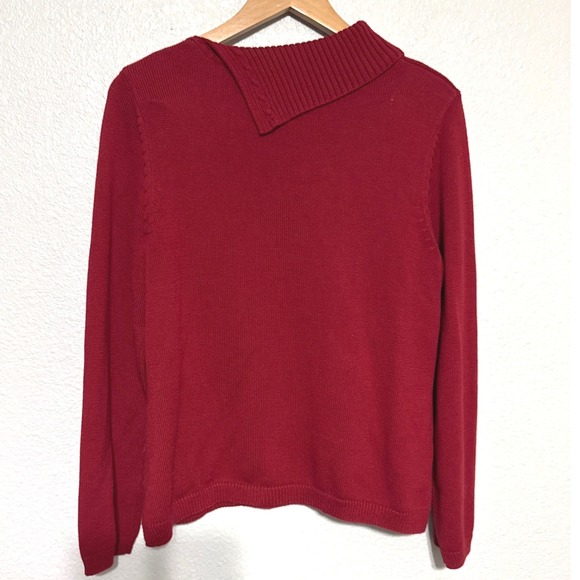 Christopher Banks Red Asymmetrical Cowl Neck Button Detail Sweater Women's Sz L - Picture 6 of 7